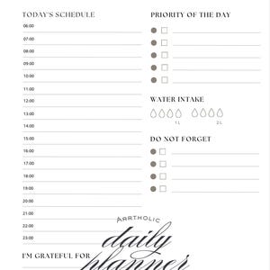 Minimalist Daily Planner Printable | PDF Planner, Simple Daily Agenda, Productivity Planner, Clean Aesthetic To-Do List