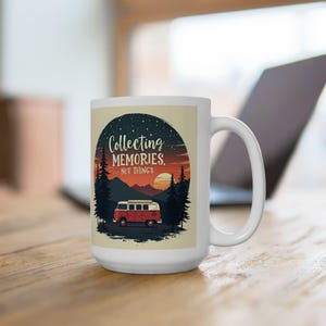 Adventurous Campfire Mug | Collecting Memories | Nature Lover Gift, Camping Cup, Outdoor Coffee Mug, Retro Travel Mug