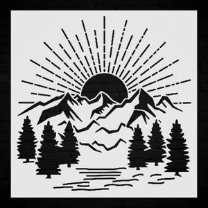 Mountain Stencil Template Reusable - DIY Home Decor, Craft Pattern Design, Art Supplies