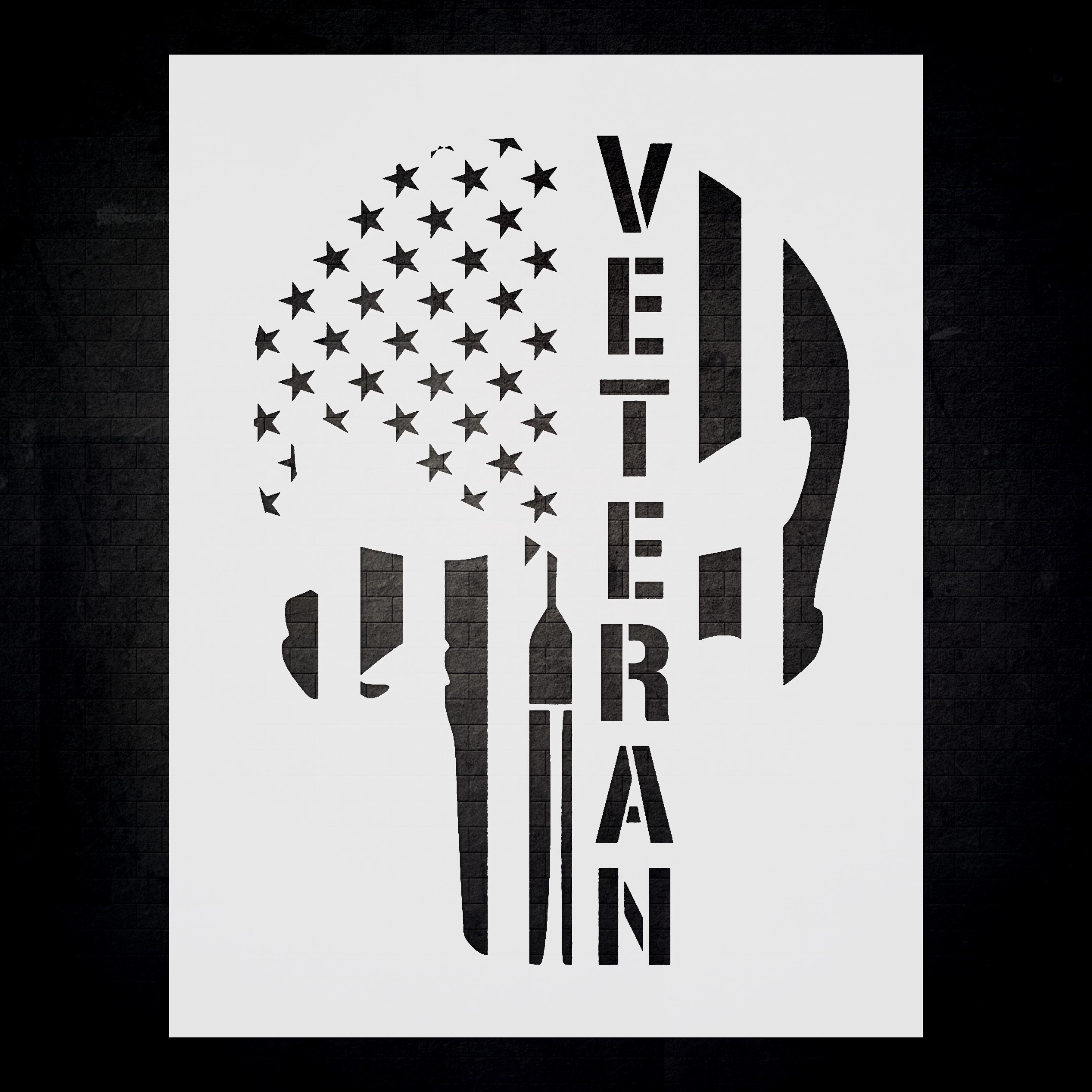Veteran Punisher Skull Stencil - Create Respectful Tributes with Precision Designs, Large Military Stencils