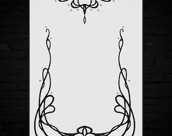 Art Nouveau Floral Stencil | Elegant Pattern Design for Home Decor | Stencil Template Reusable
