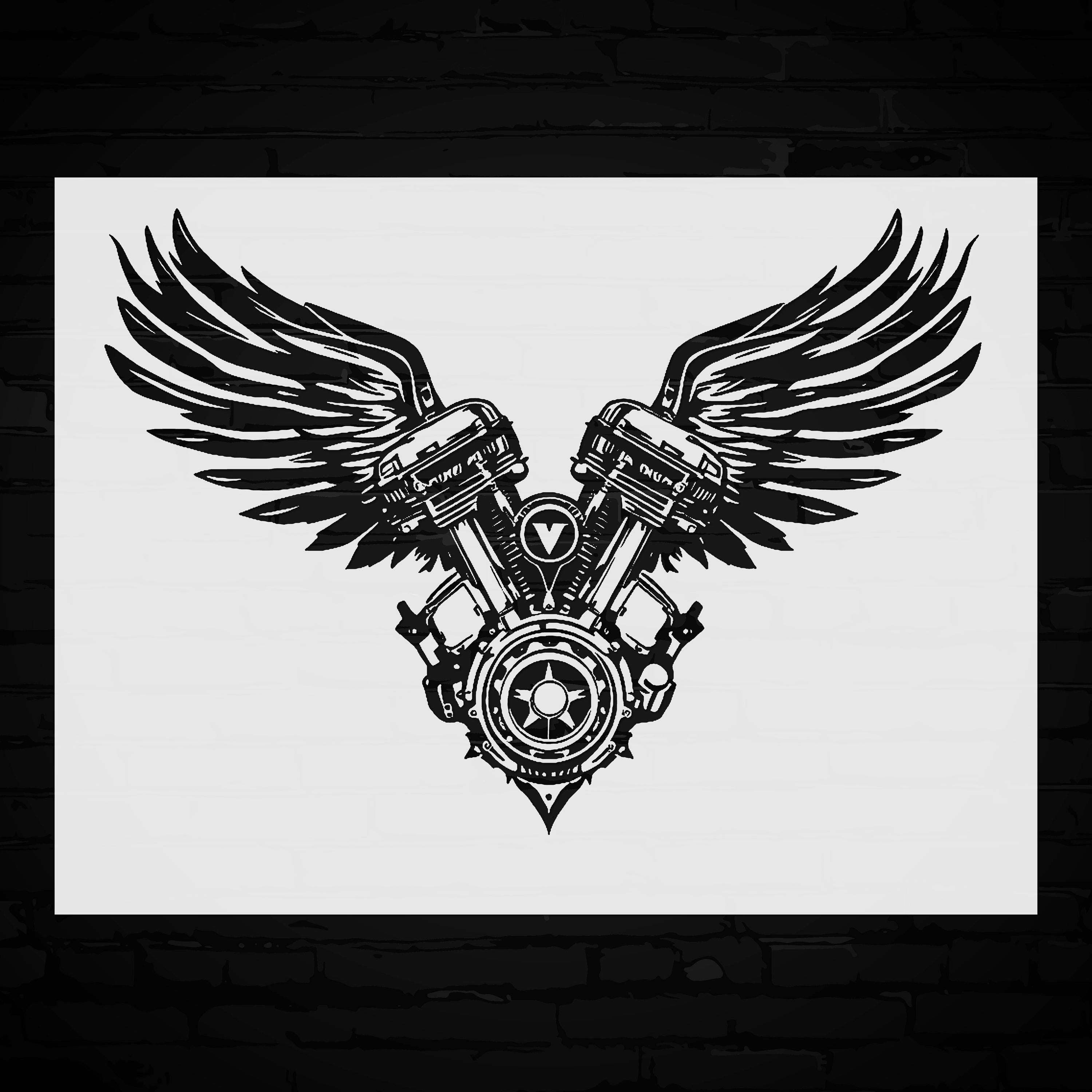 V-twin Engine Stencil Template Reusable - Motorcycle Decor, Design ...