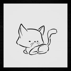 Hand-Drawn Cat Outline Stencil, DIY Home Decor, Arts and Crafts, Stencil Template Reusable