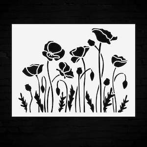 Poppy Floral Stencil Template Reusable - Perfect for DIY Decor, Glass & Ceramics Design