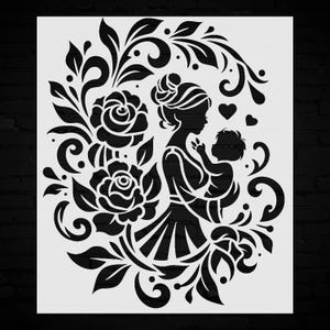Mom and Baby Stencil Template Reusable | DIY Decor, Craft Pattern, Design Stencil