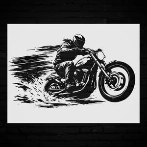 Biker Silhouette Stencil Design | DIY Home Decor | Craft Pattern | Stencil Template Reusable