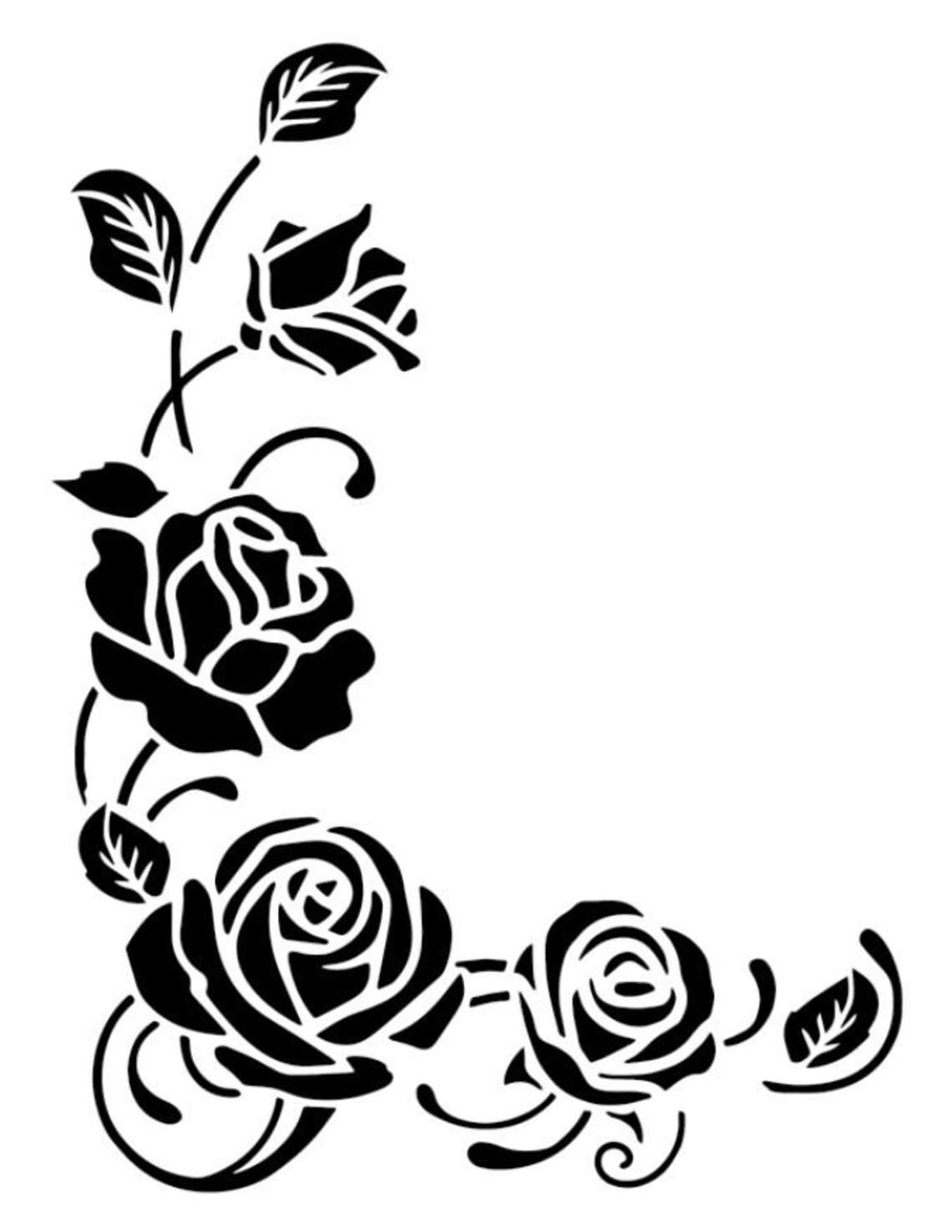 Rose Corner Stencil: Floral Design for Craft and Decor - Etsy