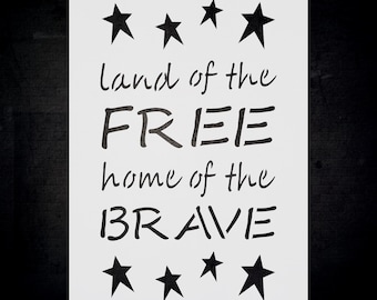 Land Of The Free USA Craft Stencil for DIY Home Decor and Patriotic Projects