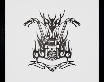 Motorcycle Fire Stencil for DIY Crafts and Home Décor Projects