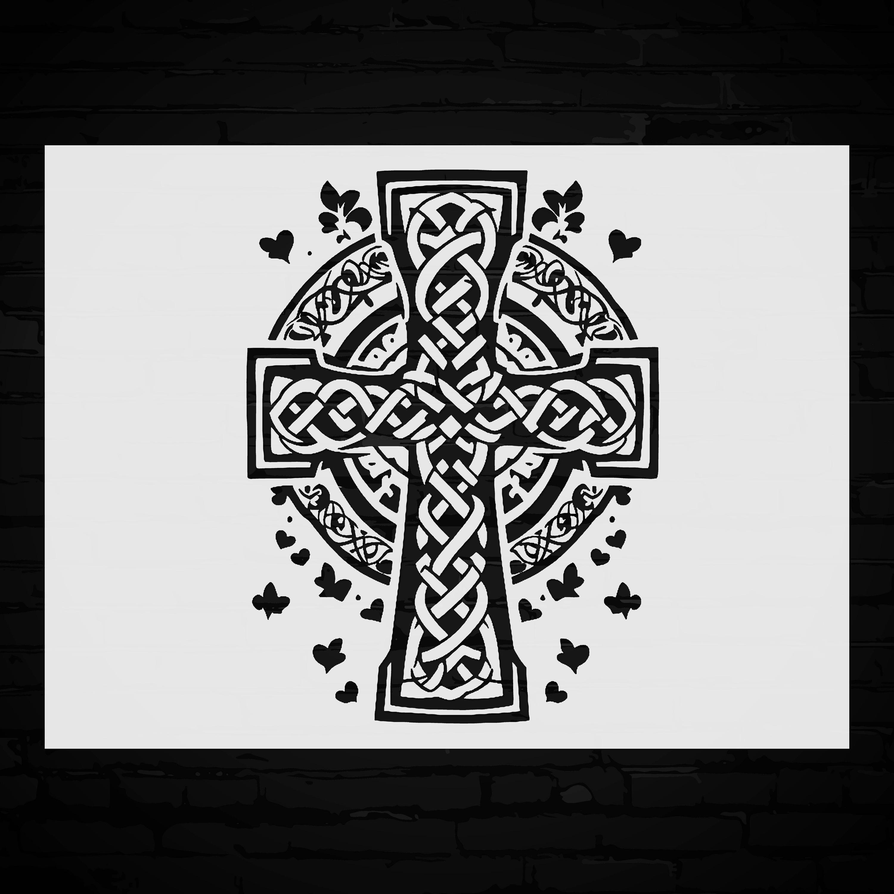Celtic Cross Stencil Template Reusable Wall Art for DIY Crafts