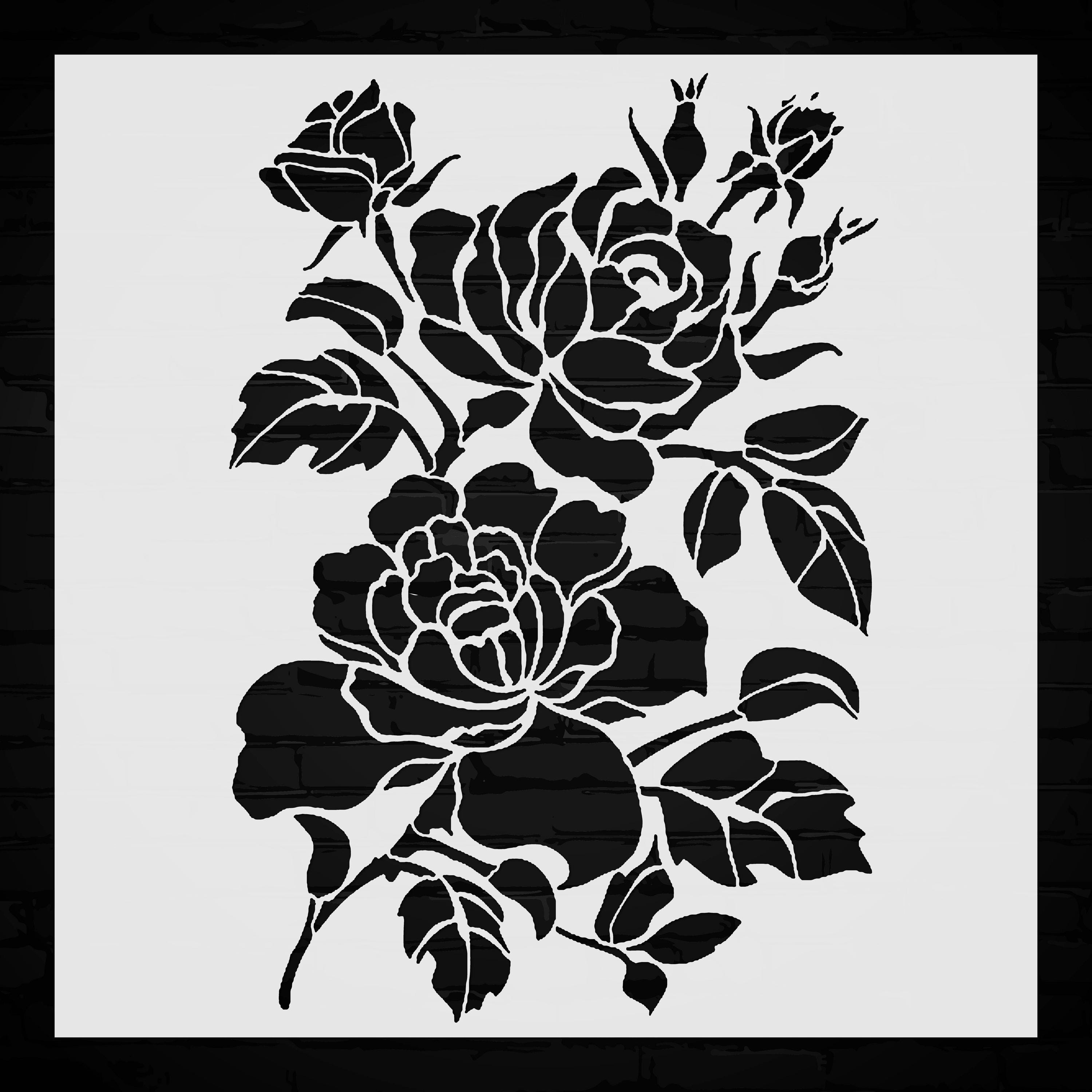 Rose Stencil - Floral Decor, Pattern Design, Wall Art - Stencil ...