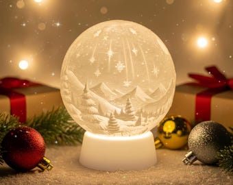 Schneekugel 3MF, 3D Druckbare Winterszene, LED Weihnachtsdekoration