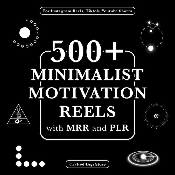 500+ Minimalist Motivation Reels, MRR, PLR (Digital Download)