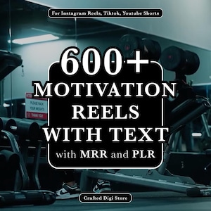 Más de 600 Reels motivacionales con superposición de texto / Paquete de videos de fitness, citas, PLR y MRR / Reels para Instagram, TikTok / Producto digital