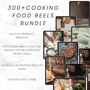300+ Cooking and Nutrition Reels Bundle | PLR MRR Video Content | Viral Instagram TikTok Shorts | Digital Download