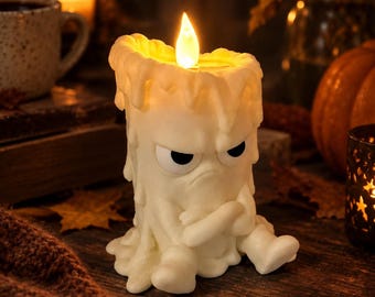Brommerige smeltende kaars 3MF-bestand, schattig Halloween 3D-printmodel, griezelige herfstdecoratie, grappig kaarsfiguurtje