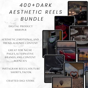 400+ Dark Aesthetic Reels Bundle | Viral Reels for Instagram, TikTok, YouTube Shorts | Dark Visuals | PLR + MRR Included
