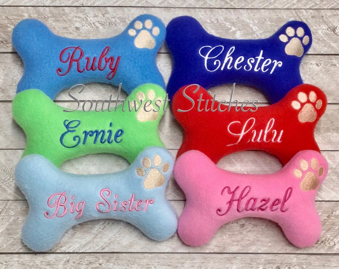 Personalized Dog Bone Shaped Dog Toy With Squeakersmall Etsy
