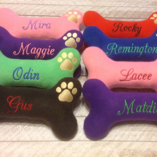 Personalized Dog Toy Plush Dog Bone Toy With Squeaker Etsy