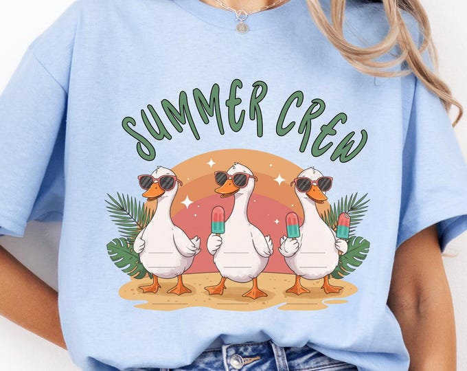 Funny Goose Summer Crew T-Shirt, Gildan 64000 Tee