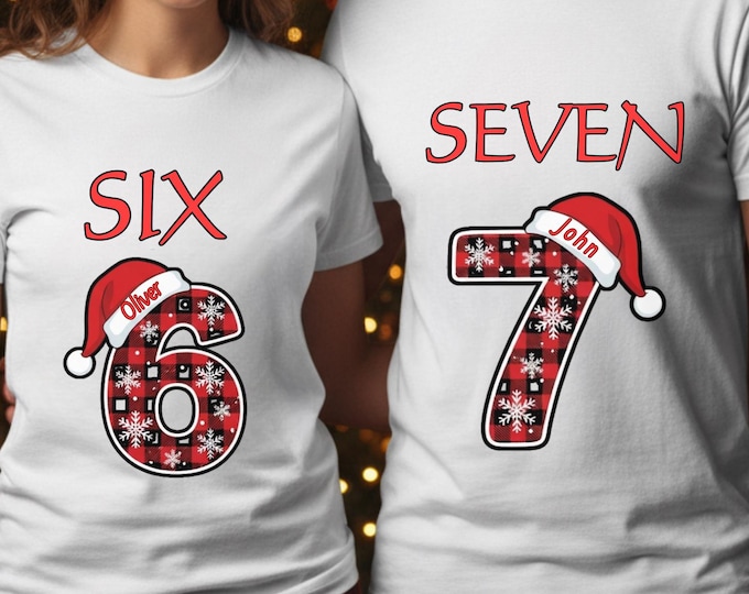 Personalized Six Seven Matching Shirts: Custom Name Couples Holiday Sweatshirt