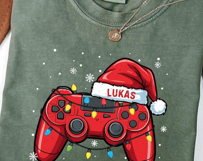 Personalized Gamer Christmas Shirt: Custom Name Holiday Gaming Sweatshirt