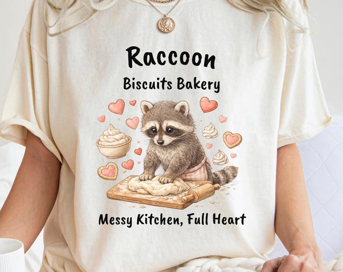 Raccoon Biscuits Bakery Valentine Shirt: Funny Feral Raccoon Baking Sweatshirt