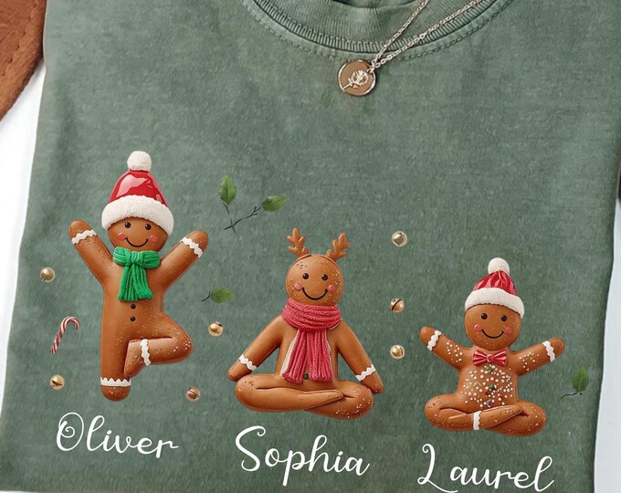 Personalized Gingerbread Yoga Family Shirt: Custom Matching Christmas Apparel