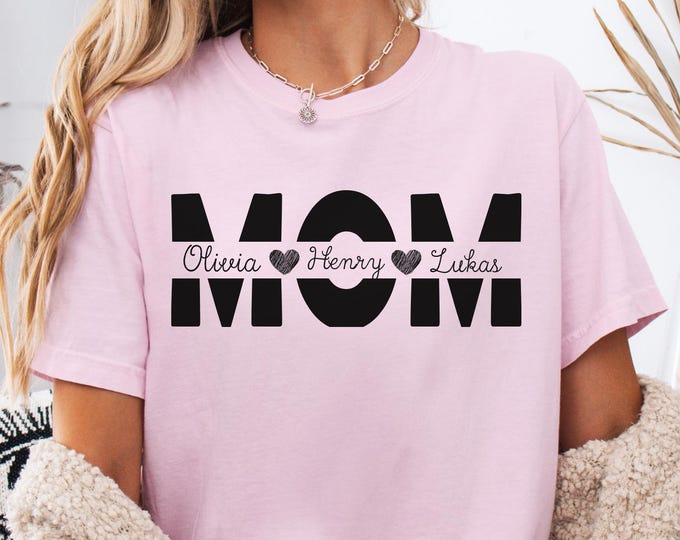Comfort Colors® Custom Mom Shirt: Personalized Mother Tee with Kids Names, Mother's Day Gift for Mom Sweatshirt