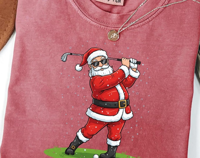 Funny Golfing Santa Christmas Shirt: Christmas Gift for Golf Lovers Sweatshirt