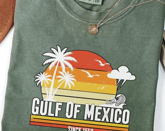 Retro Sunset Gulf of Mexico Shirt: Anti Maga Political Democrat Tee