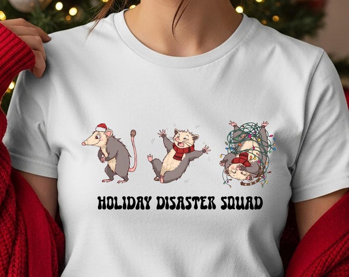 Holiday Disaster Squad Christmas Shirt: Funny Meme Chaos Possum Sweatshirt