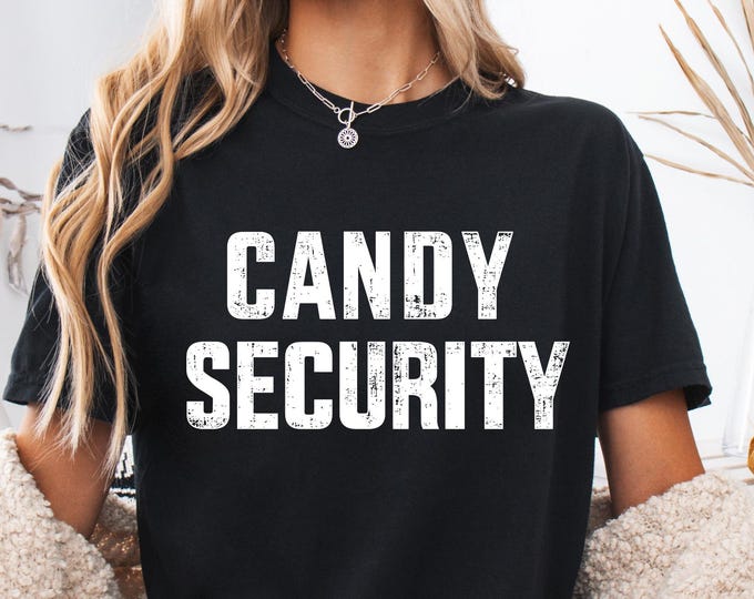 Candy Security Lazy Halloween Shirt: Family Matching Costume Tee, Trick or Treat
