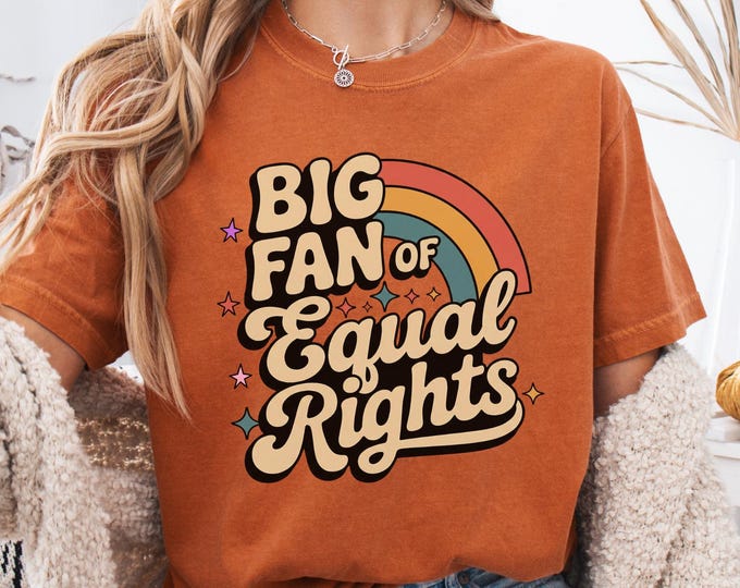 Big Fan of Equal Rights Shirt: Retro Feminist Political Protest Sweatshirt, Radicalized by Basic Decency Hoodie, Social Justice Crewneck