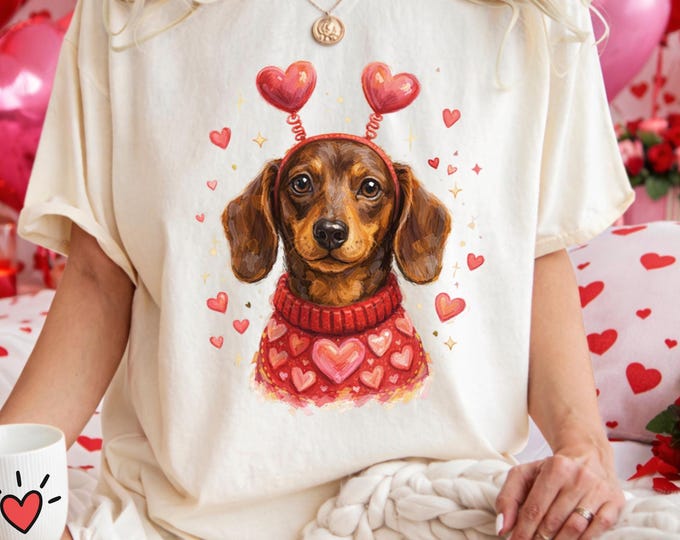 Valentine Dachshund Mom Shirt: Dachshund Puppy Valentine's Day Sweatshirt