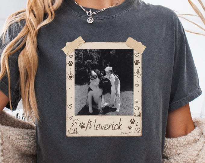 Custom Pet Vintage Photo And Name Shirt: Personalized Animal Lover Sweatshirt, Pet Memorial Crewneck