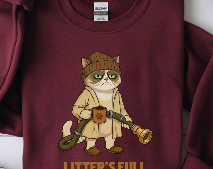 Funny Grumpy Cat Christmas Shirt: Coffee Cat Animal Lovers Sweatshirt