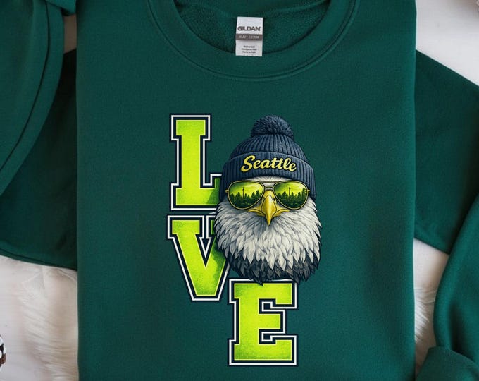 Seattle Football Love Sweatshirt: Game Day Seahawk Fan T-shirt, Seahawk Support Mascot Crewneck
