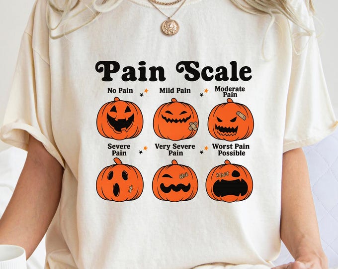 Comfort Colors Nurse Pumpkin Shirt: Pain Scale Halloween Nurse Tee