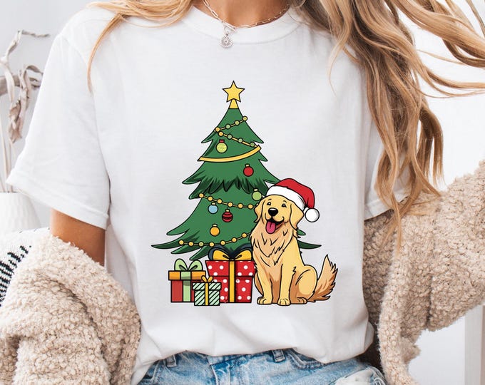 Golden Retriever Christmas Shirt: Pet Lover Xmas Tee, Christmas Gift for Dog Lovers