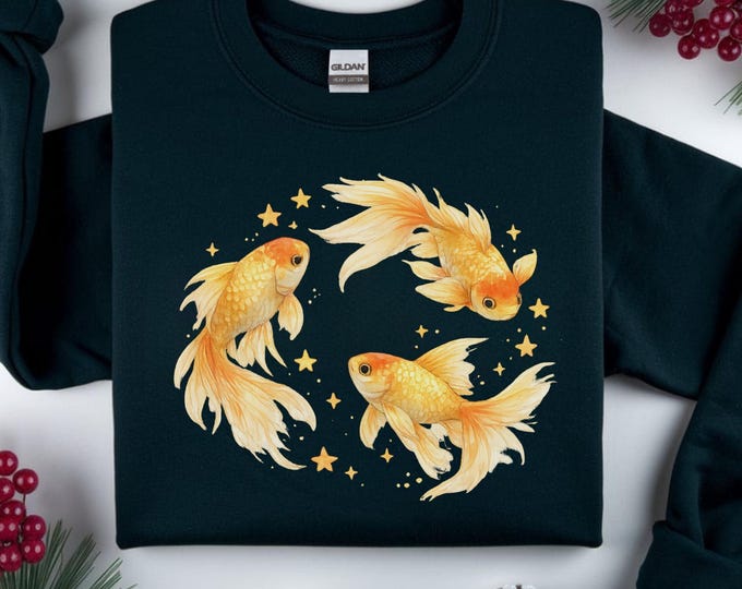 Vintage Goldfish Y2K Sweatshirt: Beachy Fish Illustration Shirt, Sea Animal Lover Tee