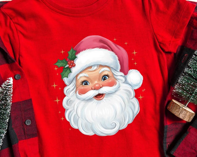 Vintage Santa Face Christmas Shirt: Retro Holiday Family Cheer Crewneck
