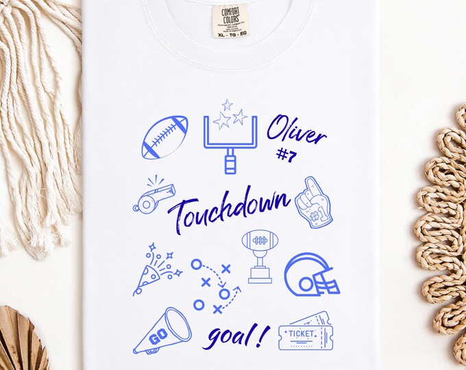 Personalized Football Game Day Shirt: Custom Name and Number Sports Cotton Tee