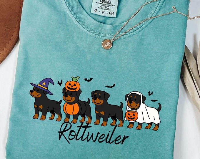 Comfort Colors® Rottweiler Halloween Shirt: Ghost Dog Mama Spooky Season Crewneck