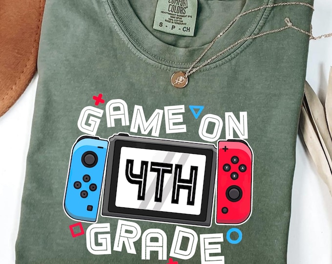 Game On 4th Grade Student Shirt: Back to School Student Gamer Tee