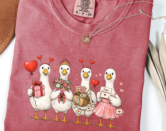 Pink Coquette Valentine Goose Shirt: Silly Goose Valentine's Day Sweatshirt