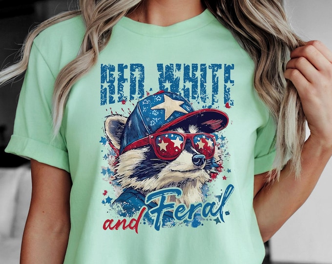 Feral Raccoon 4th of July T-Shirt: Funny Patriotic USA Graphic Tee