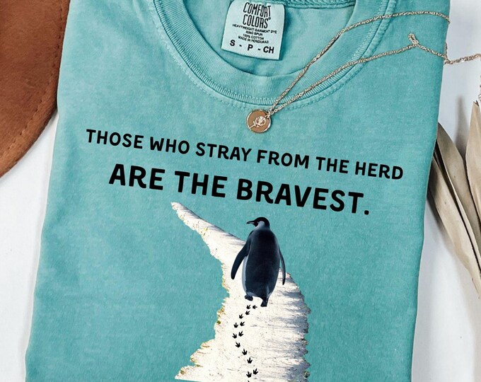 But Why Penguin Adventure Shirt: Funny Nihilist Penguin Graphic Sweatshirt, Walking Alone Quote Crewneck