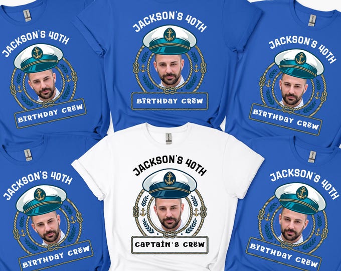 Custom Birthday Crew Shirt: Personalized Captain Cruise Group Tee, Nautical Party Crewneck