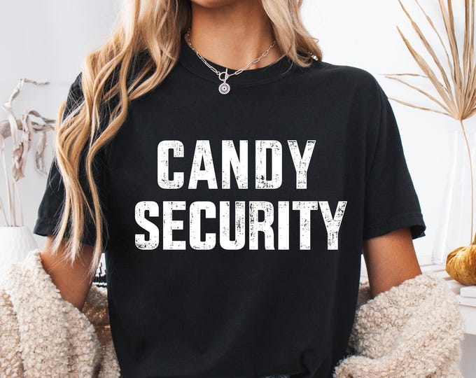 Candy Security Lazy Halloween Shirt: Family Matching Costume Tee, Trick or Treat